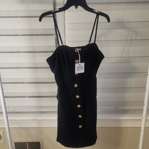 PAPER HEART Black Button-Front Mini Dress Size 12